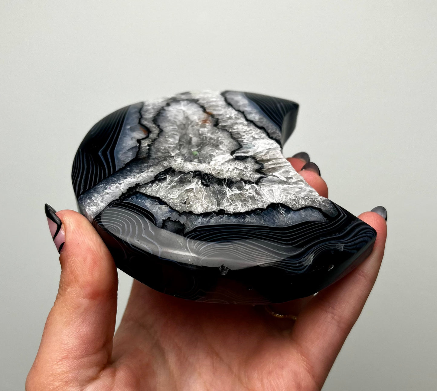 Black agate moon carving