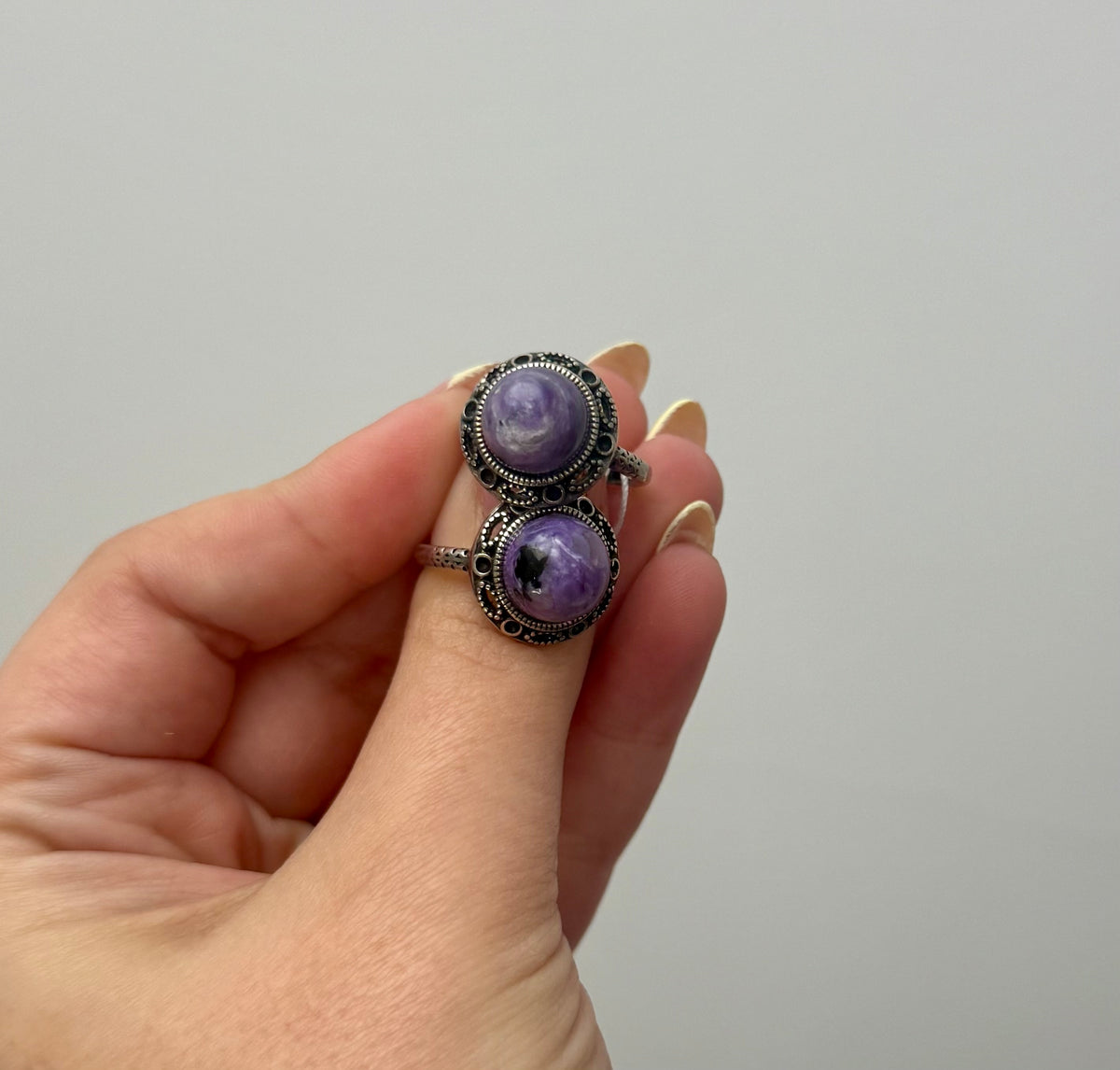 Charoite adjustable rings