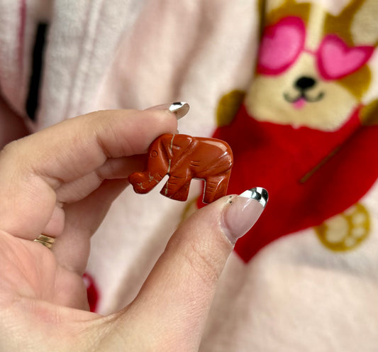 Red jasper elephant carving