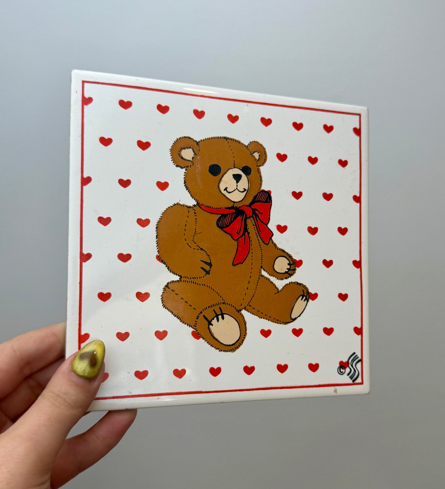 Teddy bear trivet/wall art thrifted find ￼
