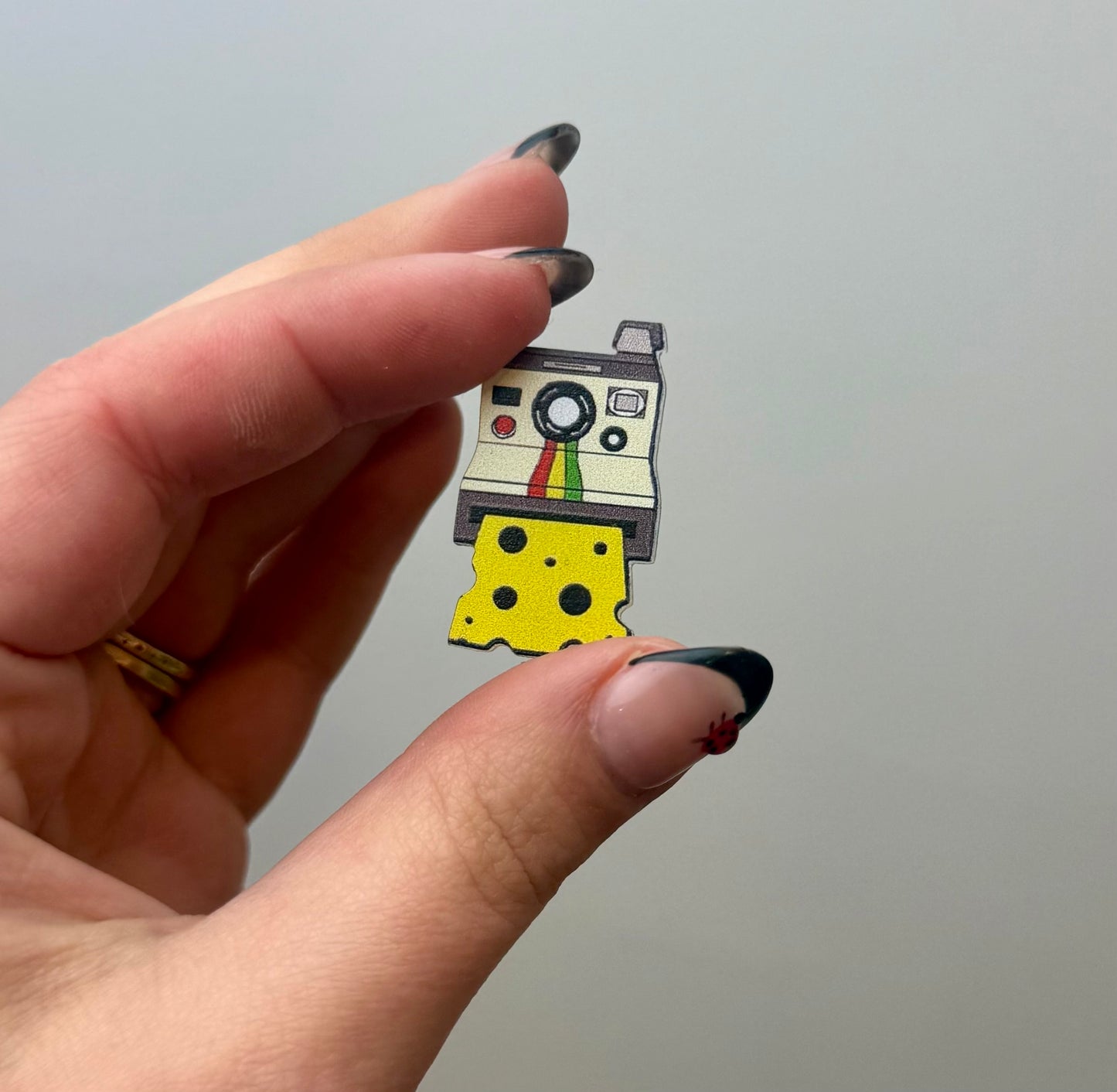 Vintage Polaroid cheese pin ￼