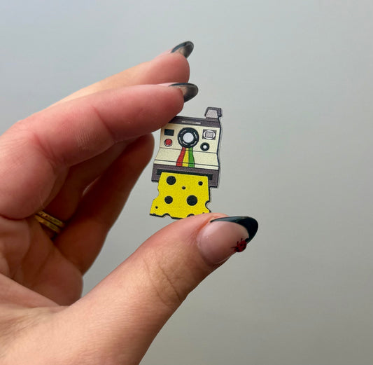 Vintage Polaroid cheese pin ￼