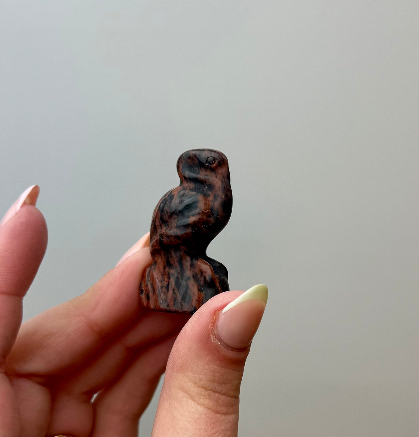 Mahogany Obsidian flamingo carving