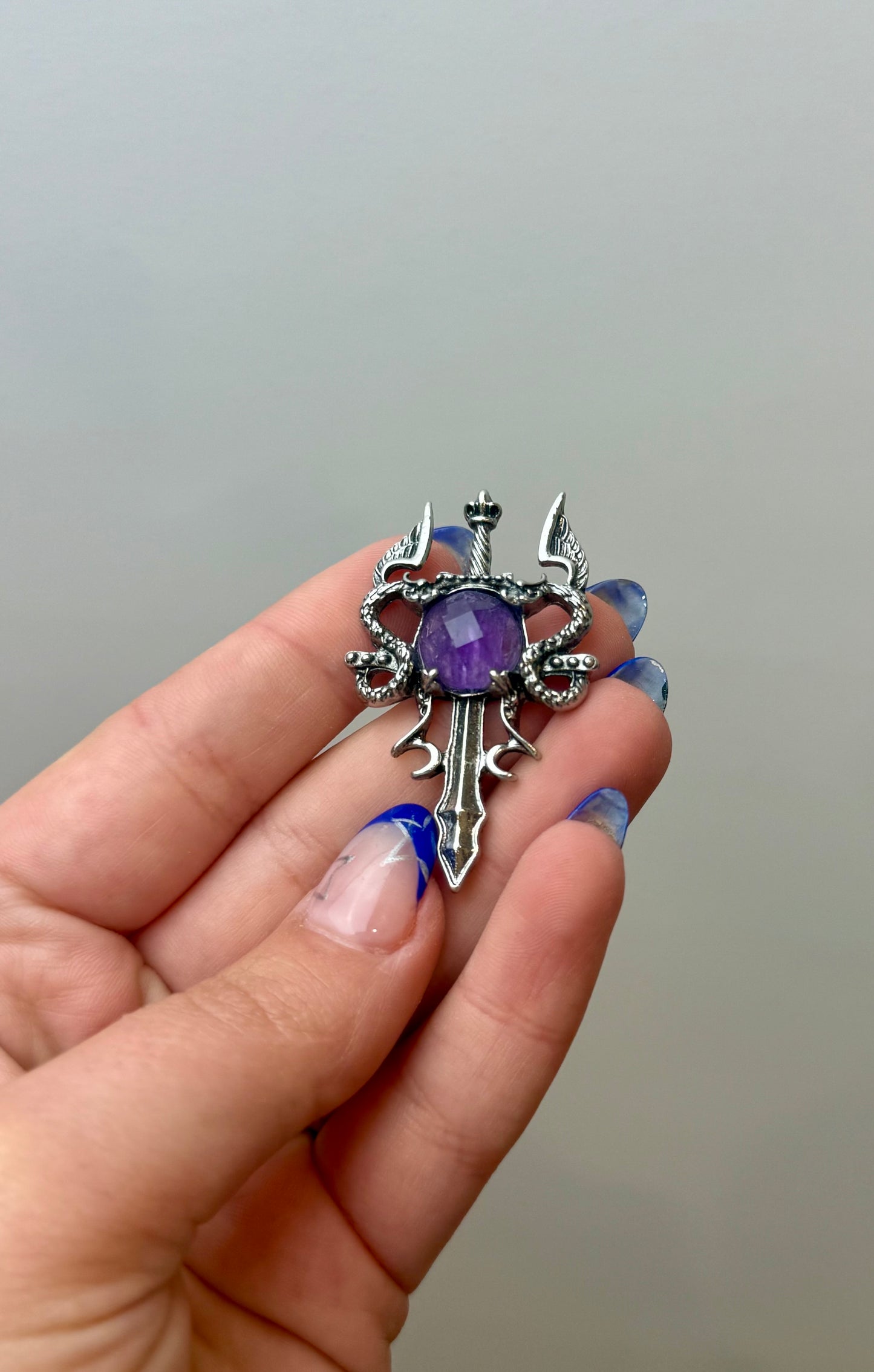 Amethyst sword pendant
