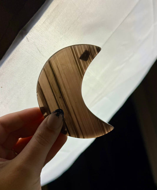 Midnight lace obsidian moon carving
