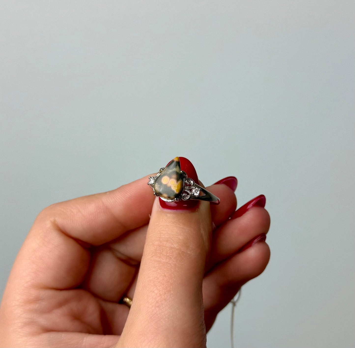 Ocean jasper adjustable ring