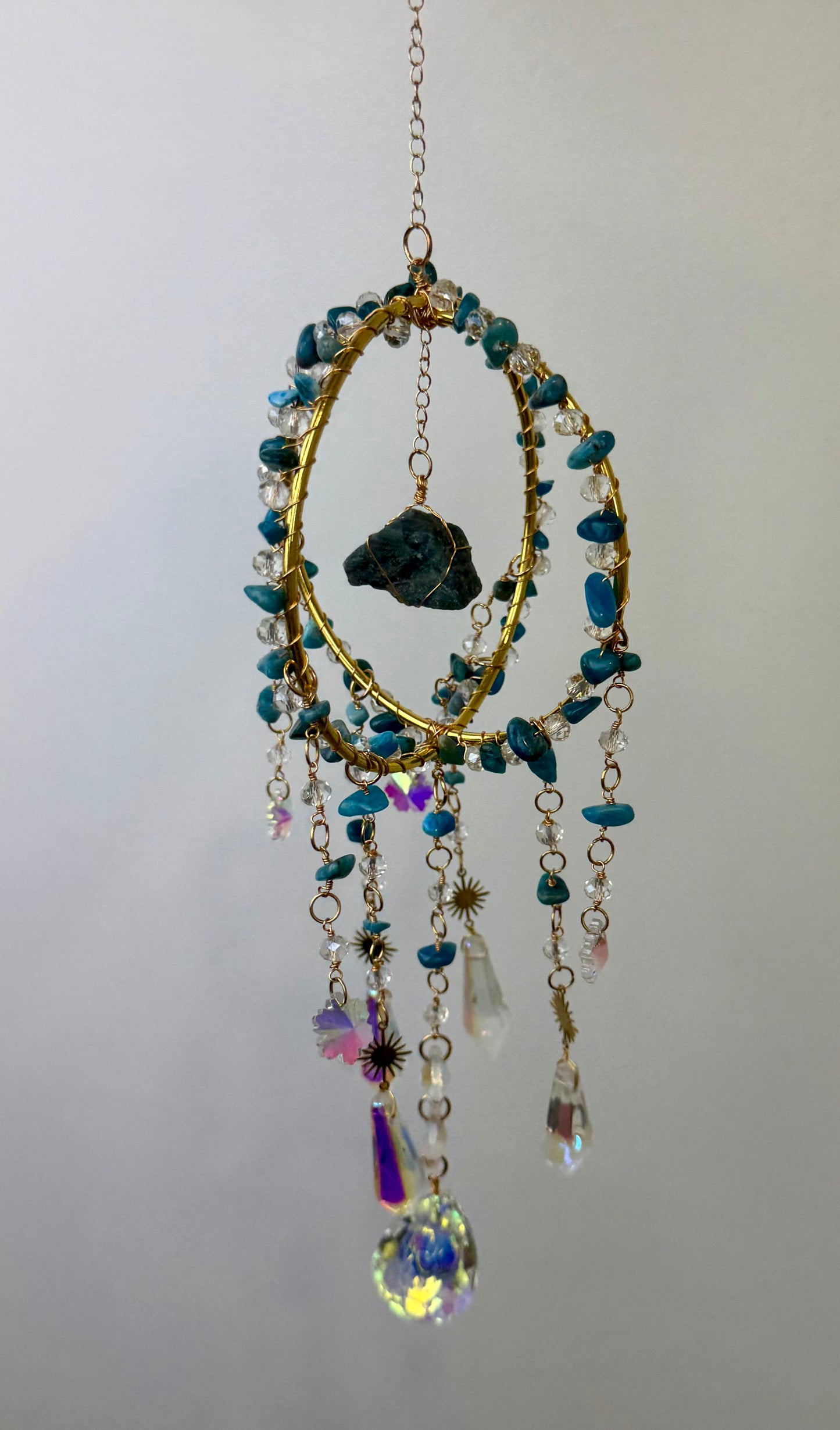 Blue apatite suncatcher