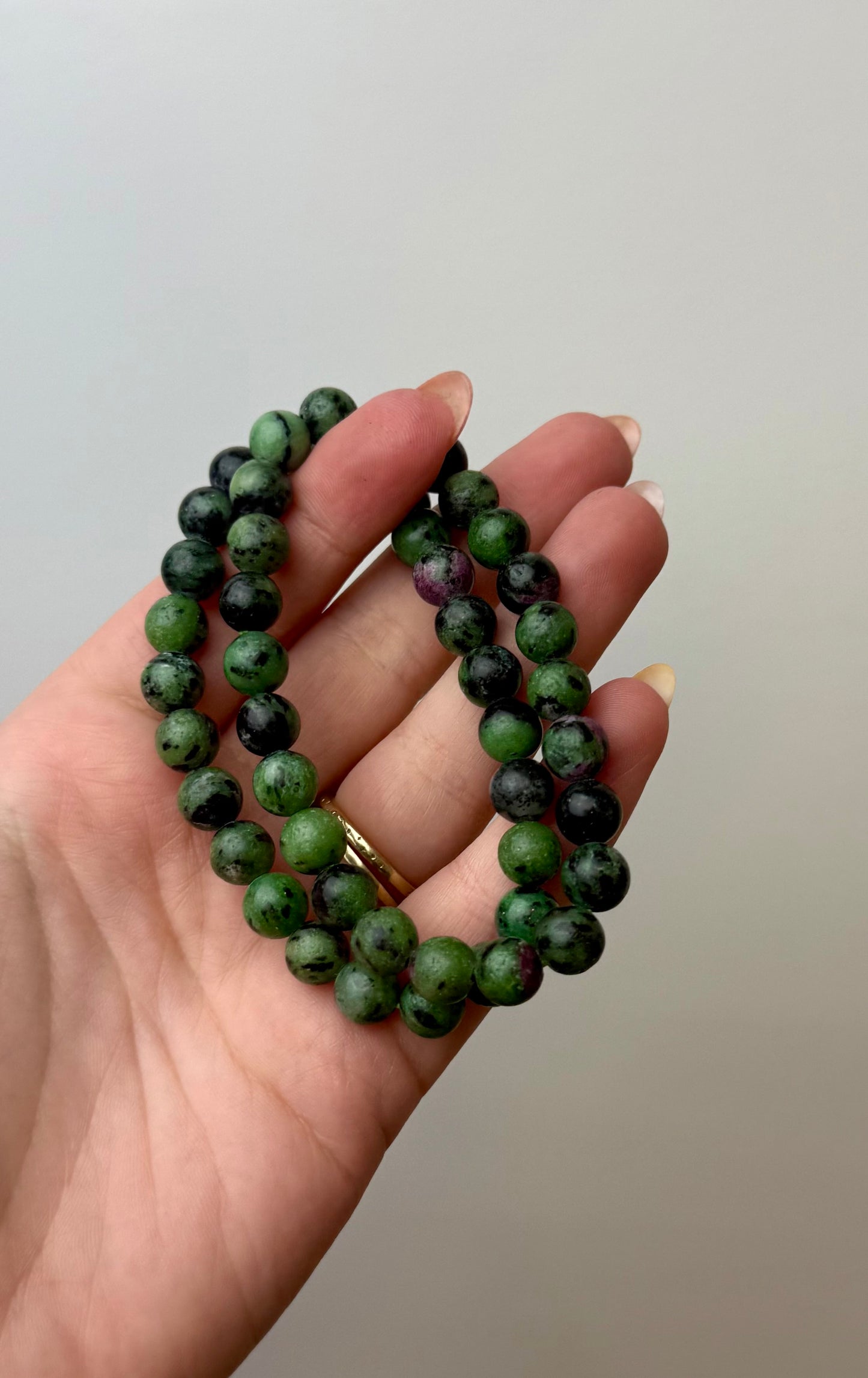 Ruby zoisite bracelets
