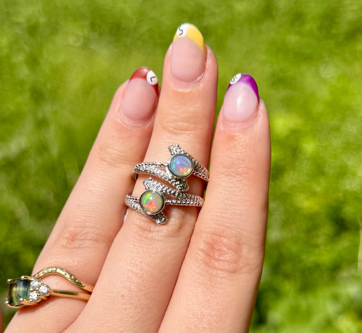 Opal snake adjustable rings