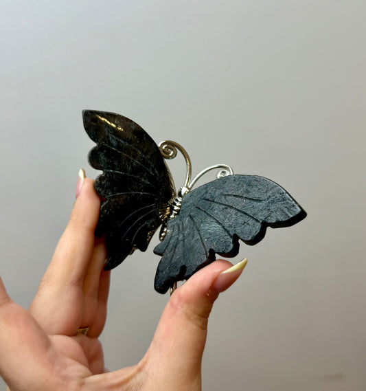 Arfvedsonite/ firework stone butterfly carving