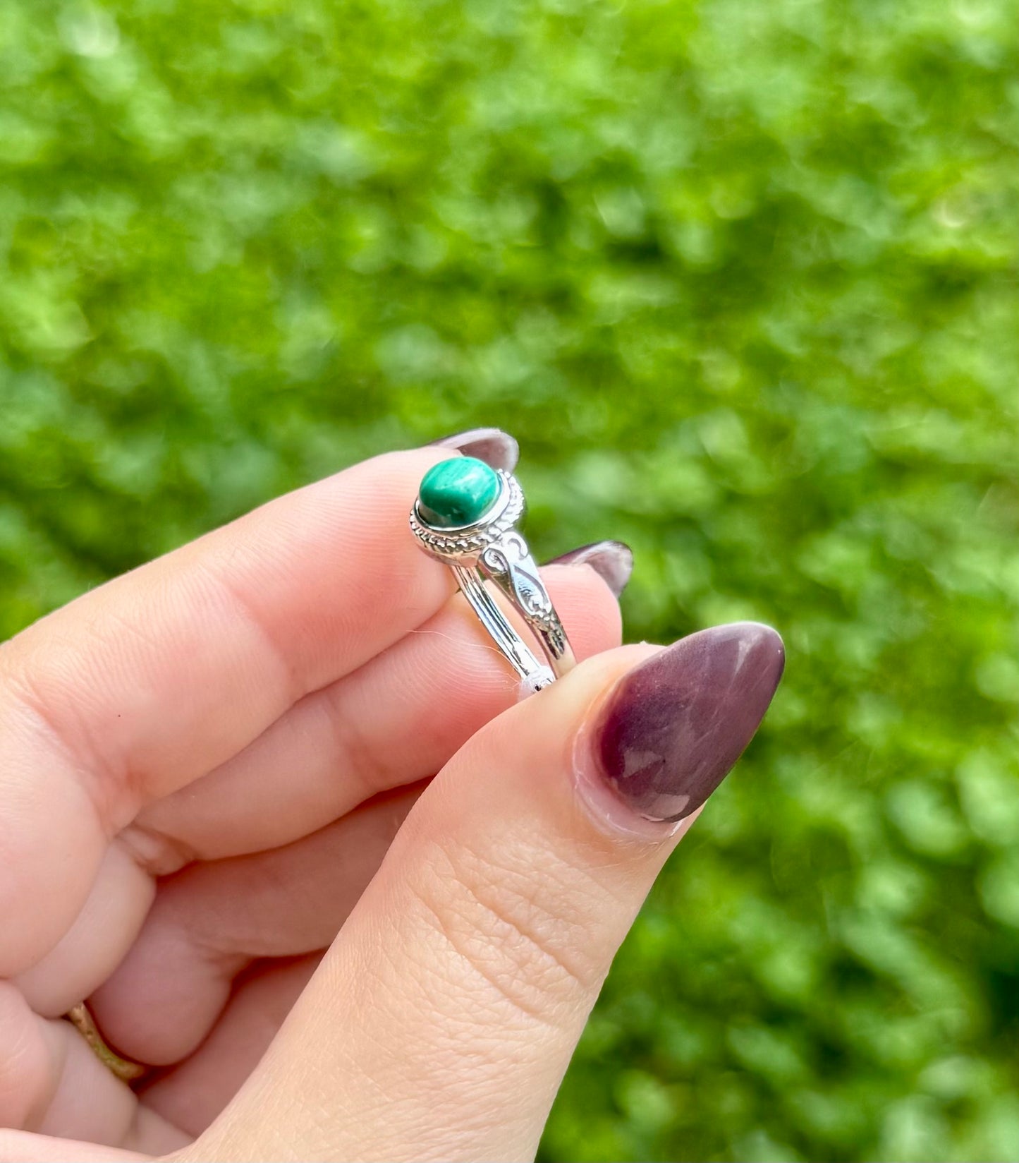 Malachite adjustable ring