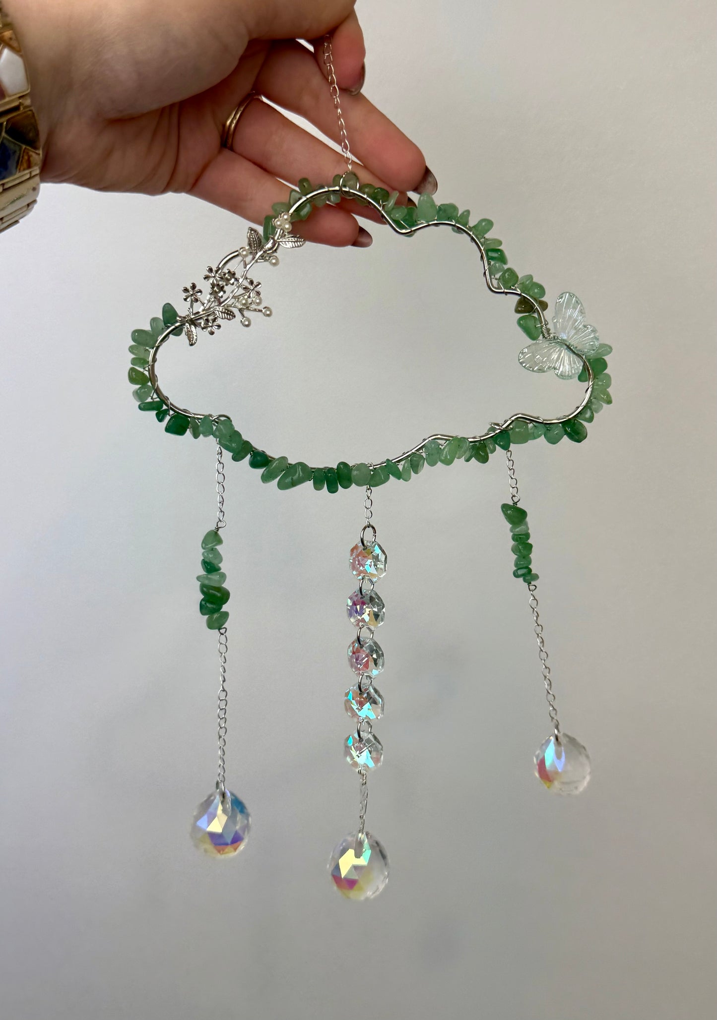 Green aventurine cloud suncatcher