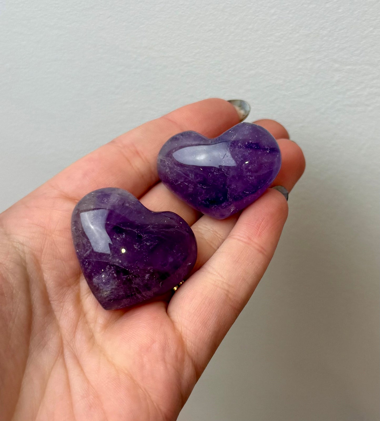 Amethyst heart carvings