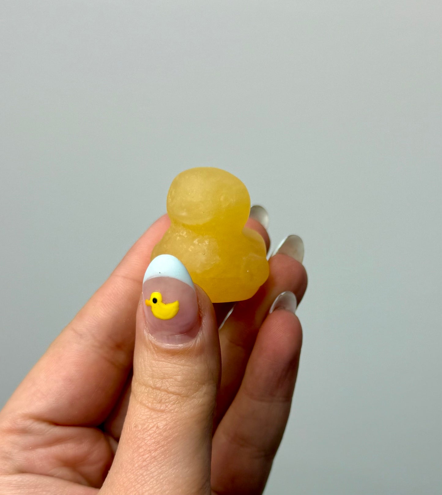 Orange calcite duck carvings