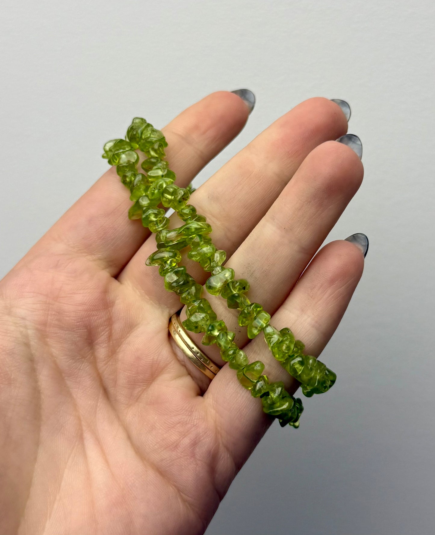 Peridot chip bracelets
