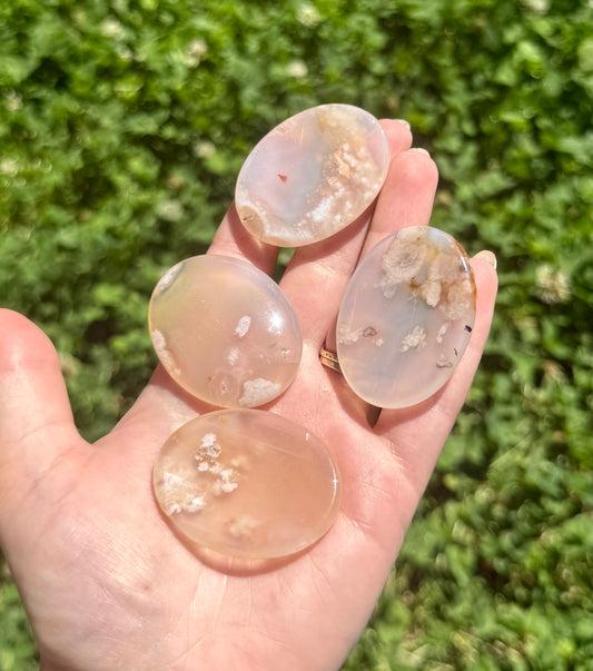 Flower agate worry stones