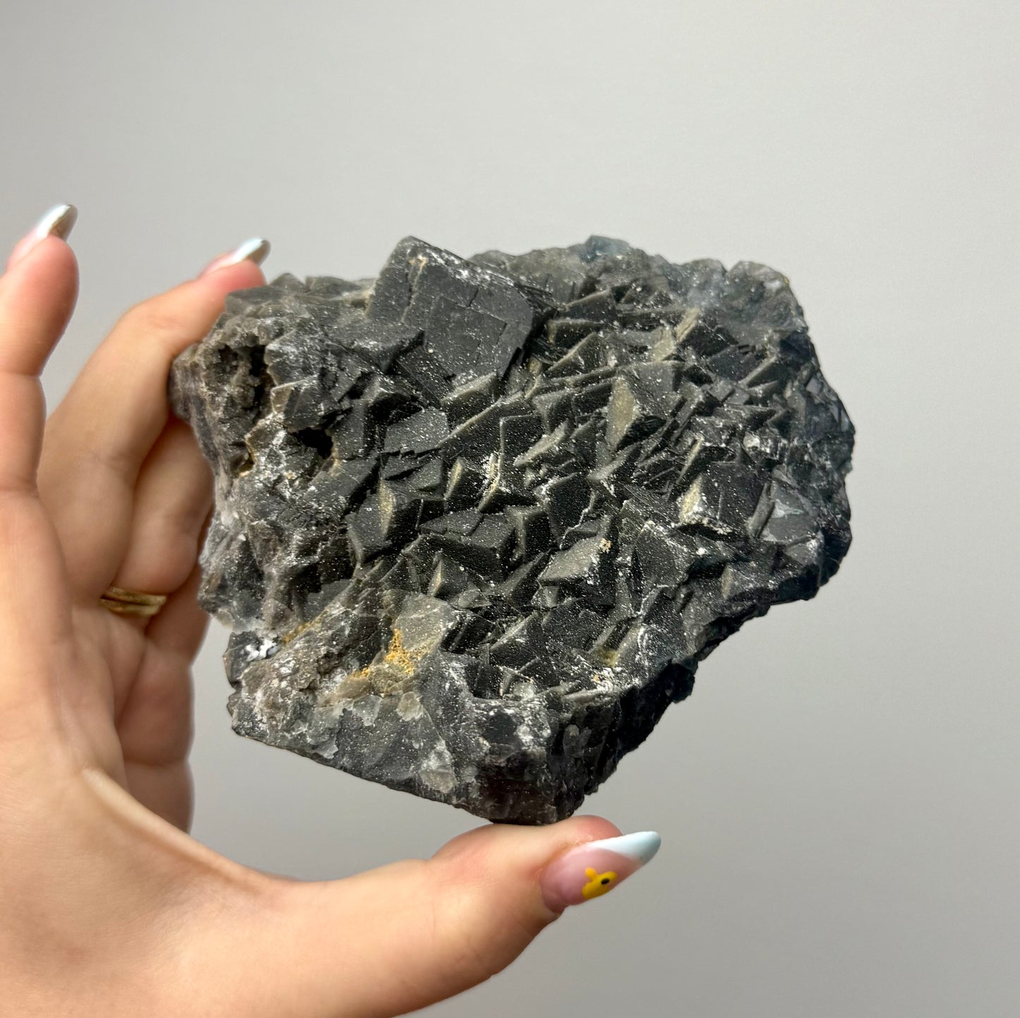 Black rose fluorite specimen