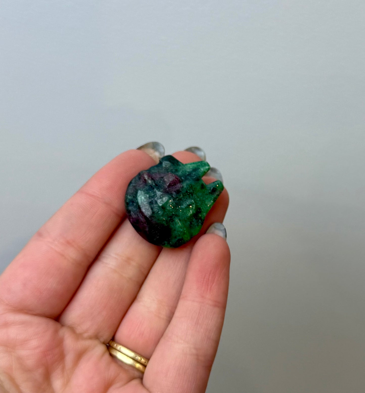 Ruby zoisite millennium falcon carving ￼