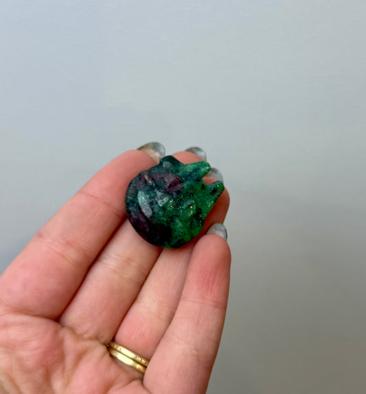 Ruby zoisite millennium falcon carving ￼