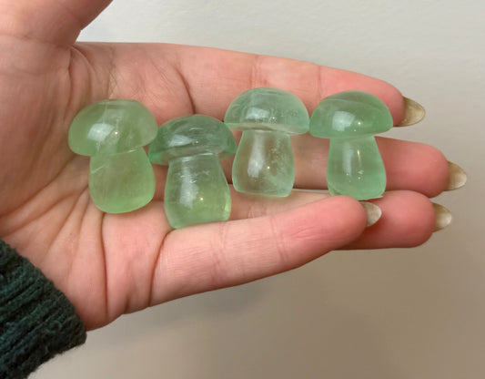 Fluorite mushroom carvings