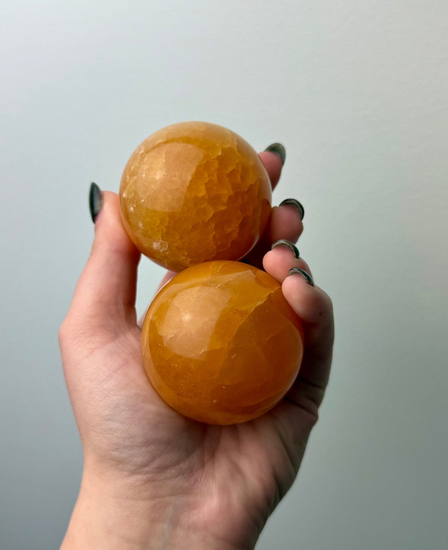 Orange calcite spheres