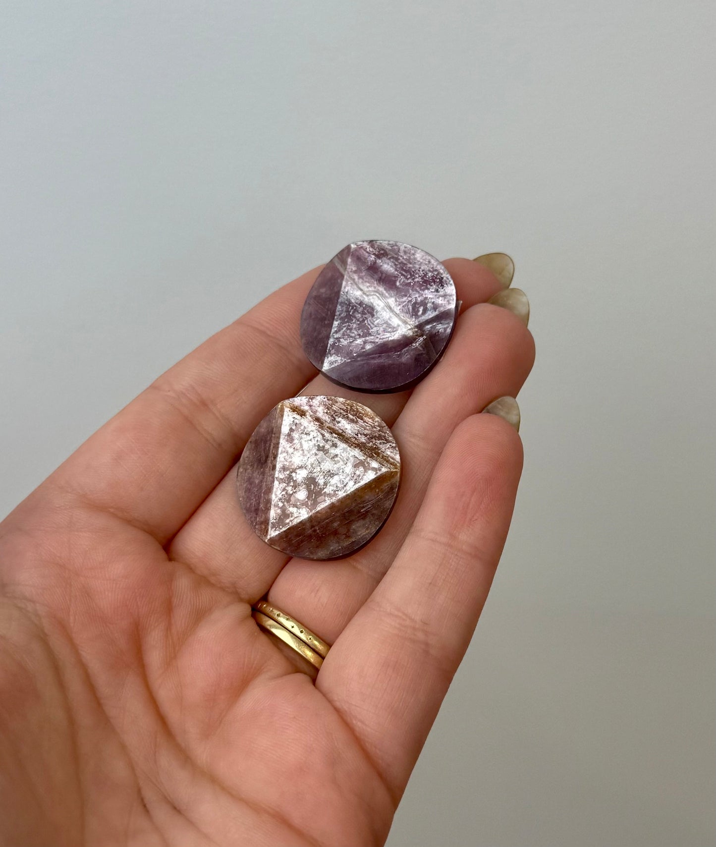 Gem lepidolite/purple mica carvings