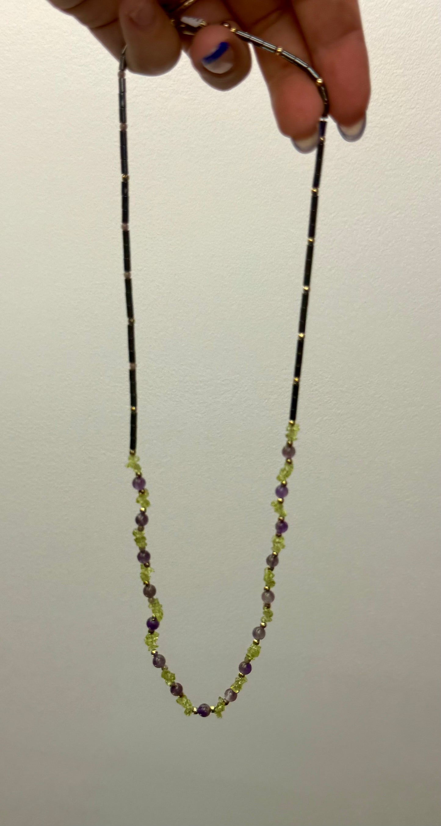 Hematite peridot amethyst necklace thrifted find