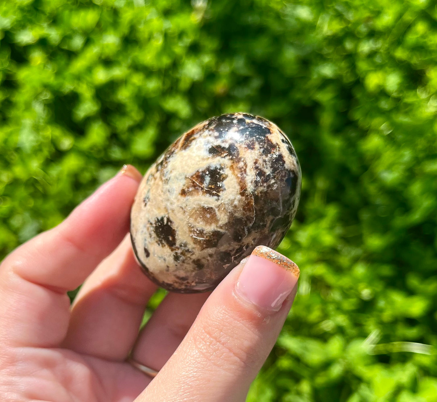 Chocolate opal palm stone