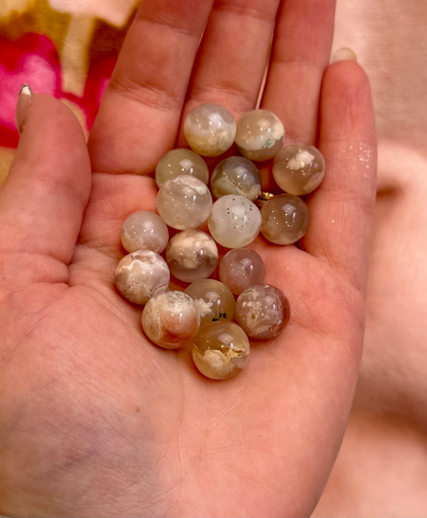 Mini mini flower agate spheres