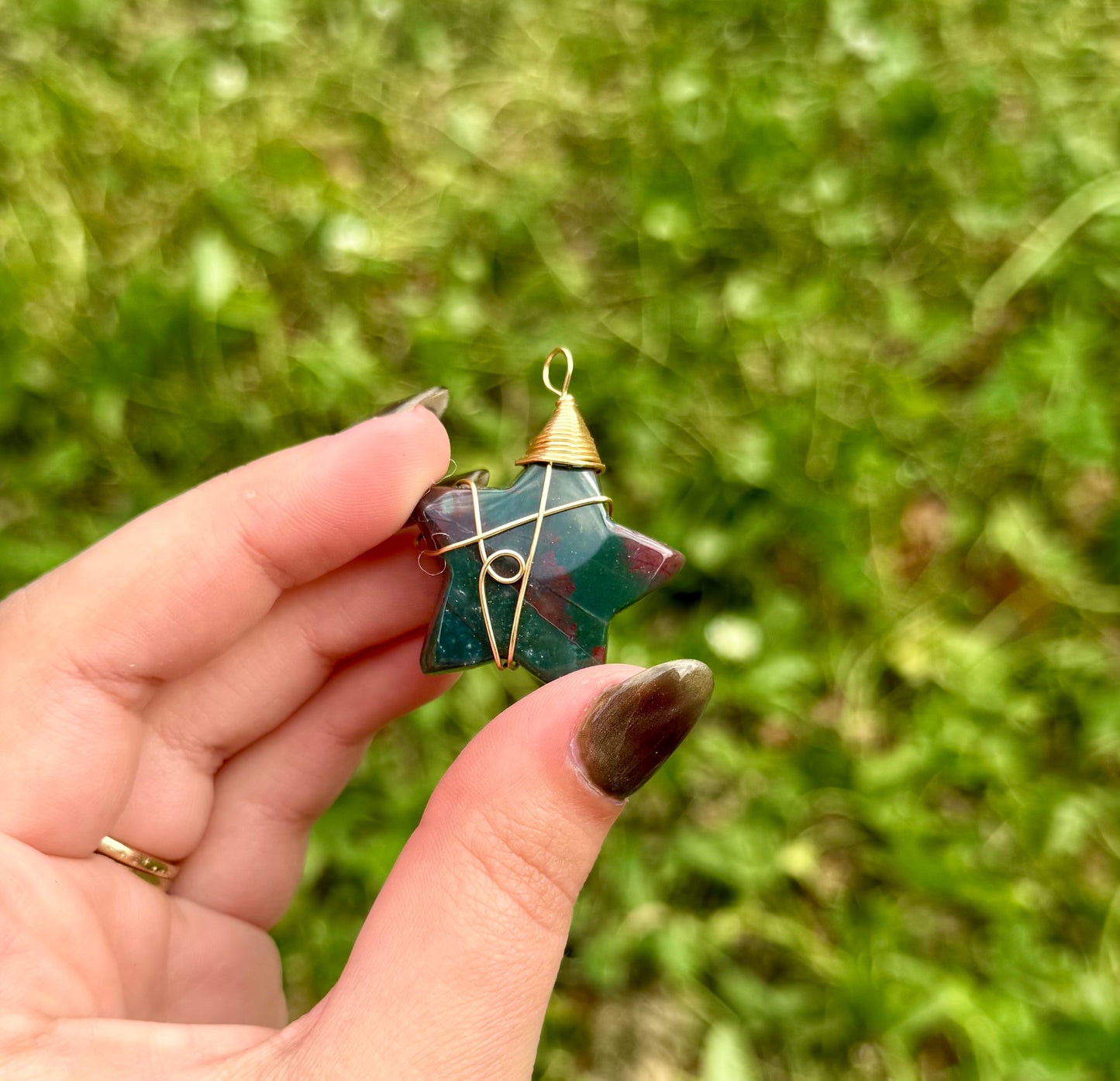 Ocean jasper star wire wrapped pendant