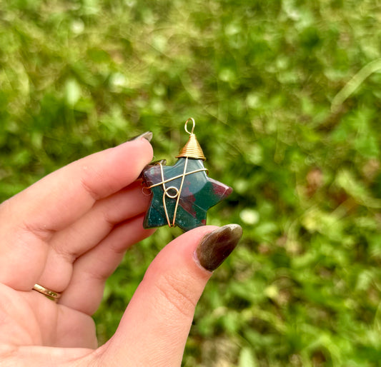 Ocean jasper star wire wrapped pendant
