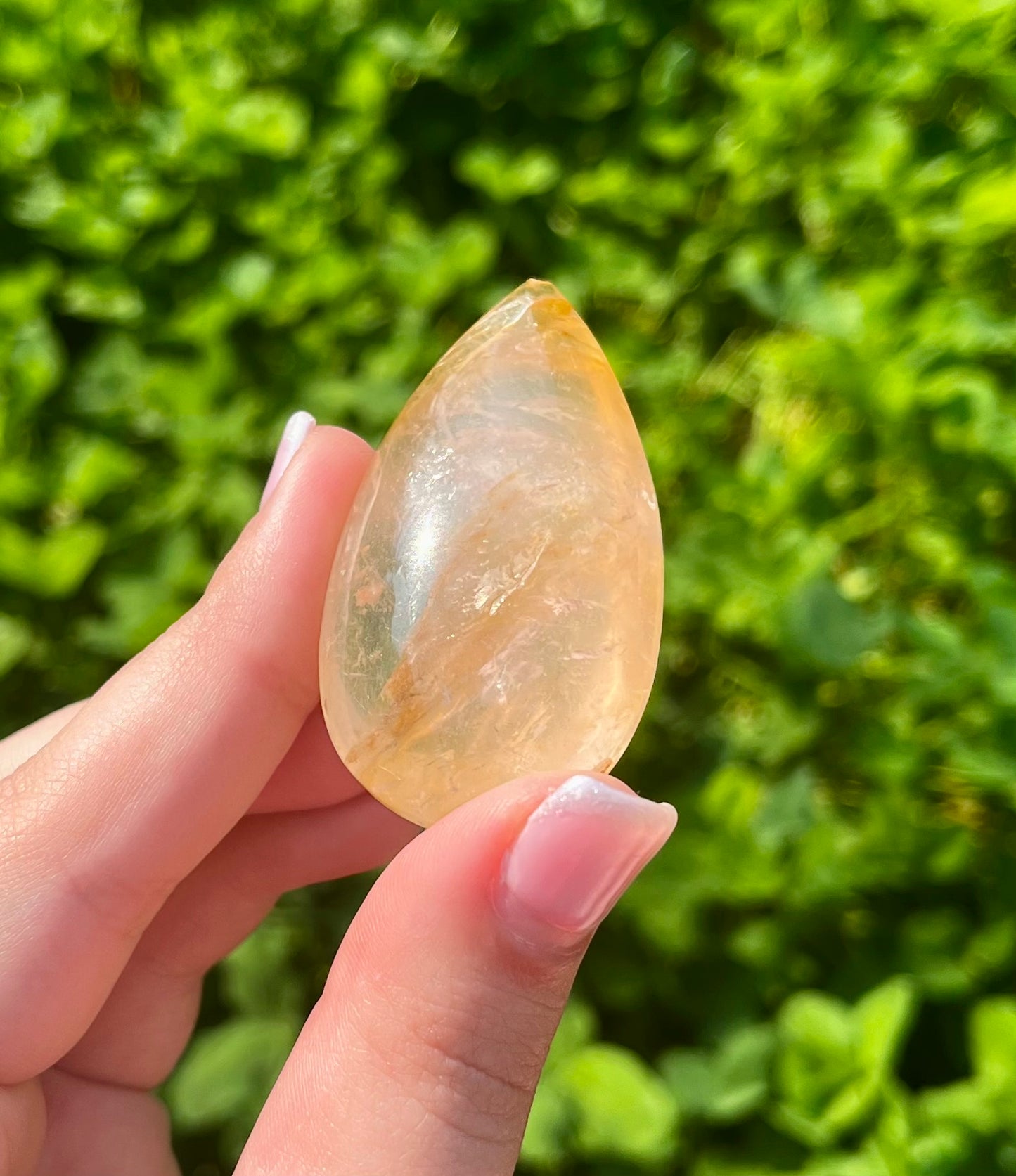 Golden healer rose quartz teardrop carvings