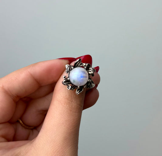Blue moonstone adjustable ring