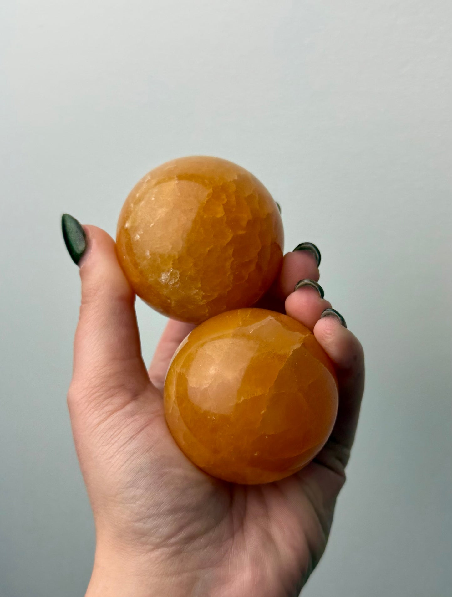 Orange calcite spheres