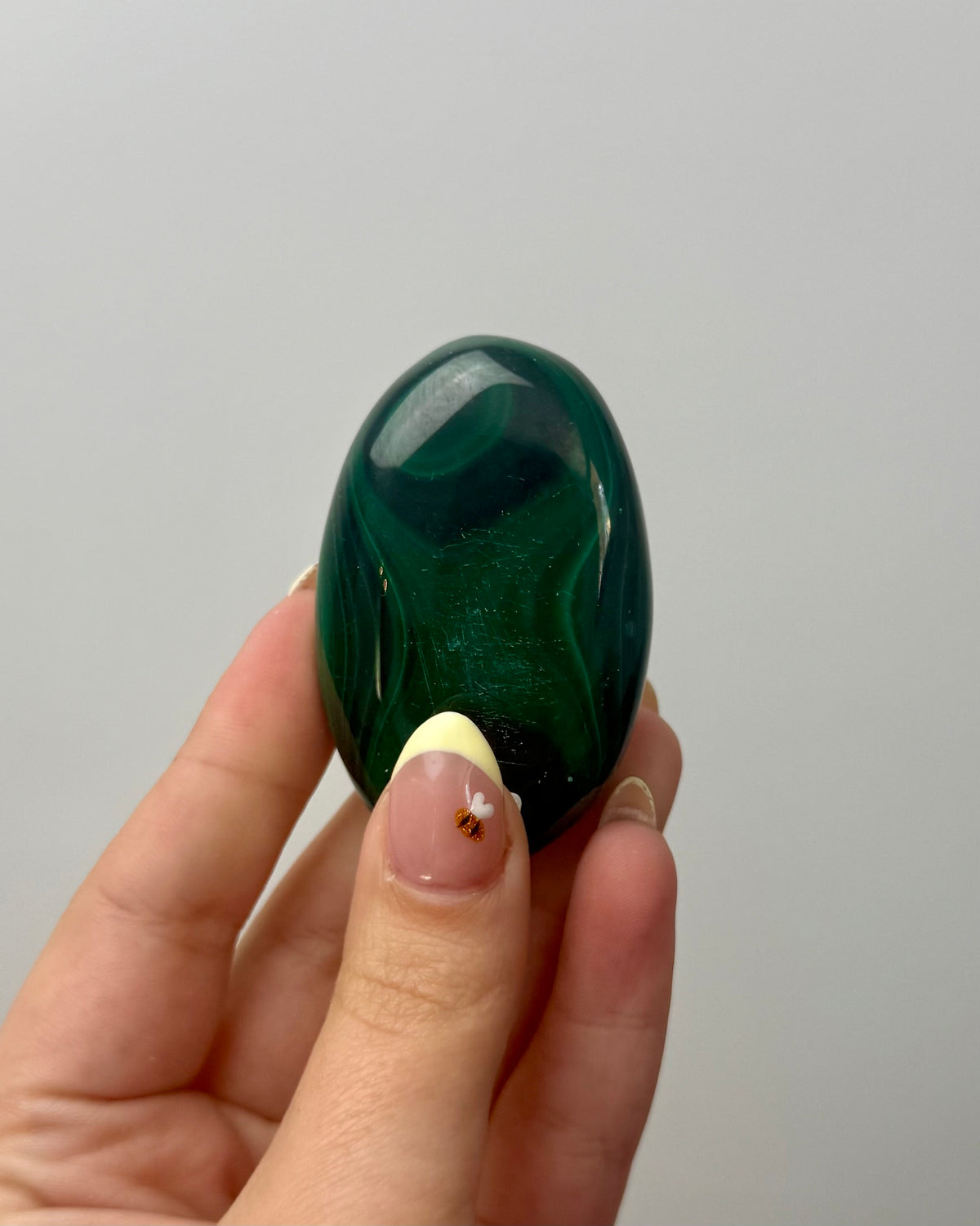 Malachite palm stone C