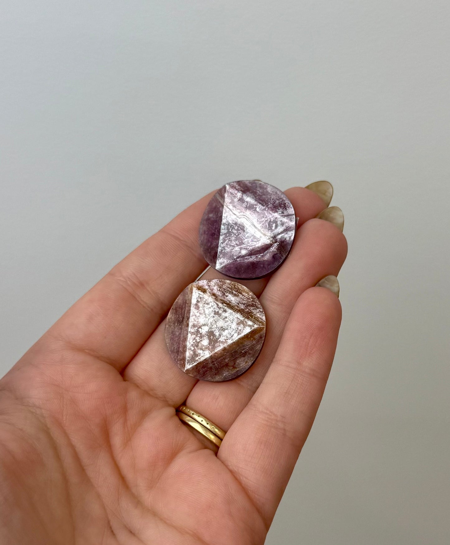 Gem lepidolite/purple mica carvings