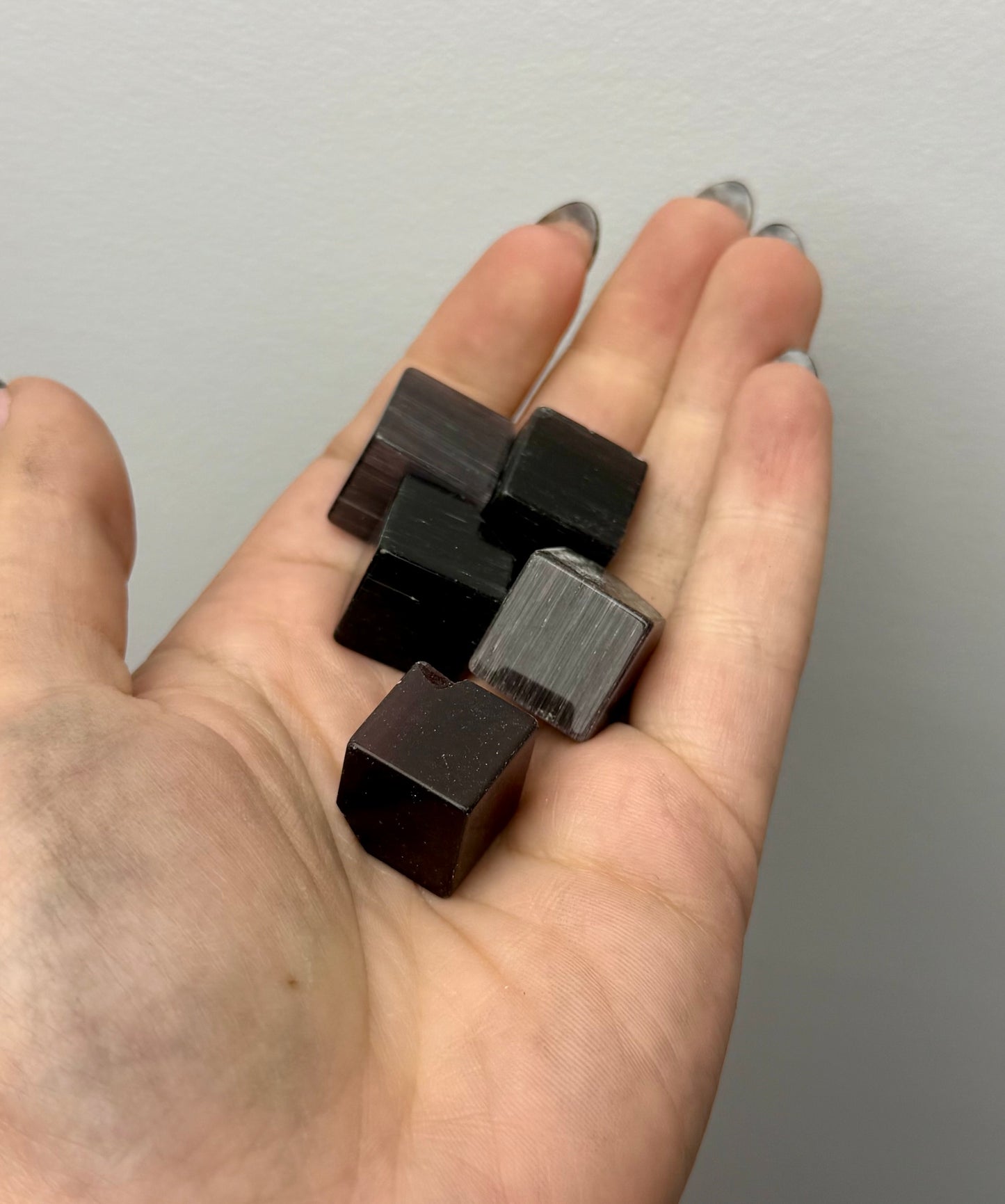 Man made glass black cats eye cubes