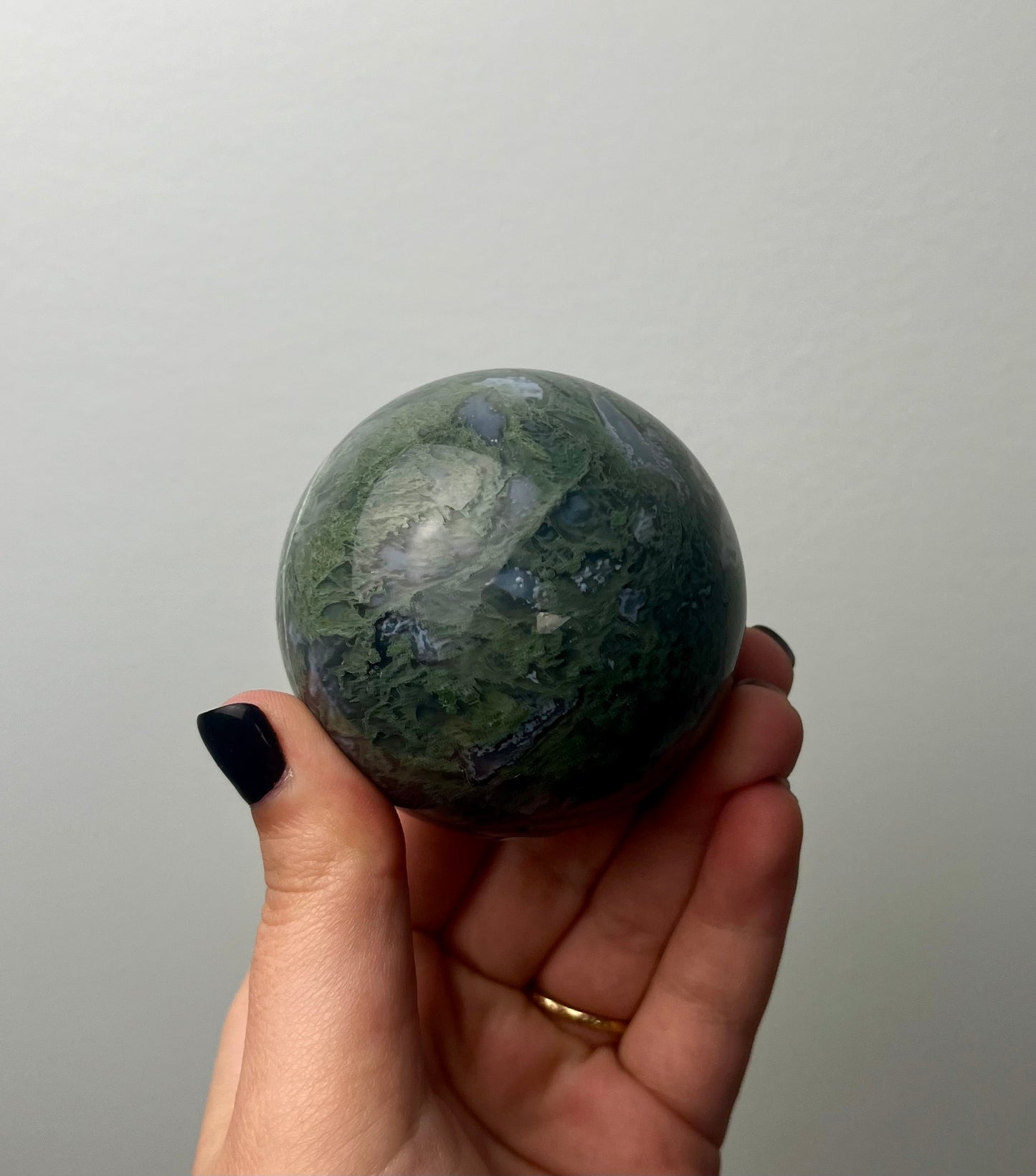 Moss agate sphere