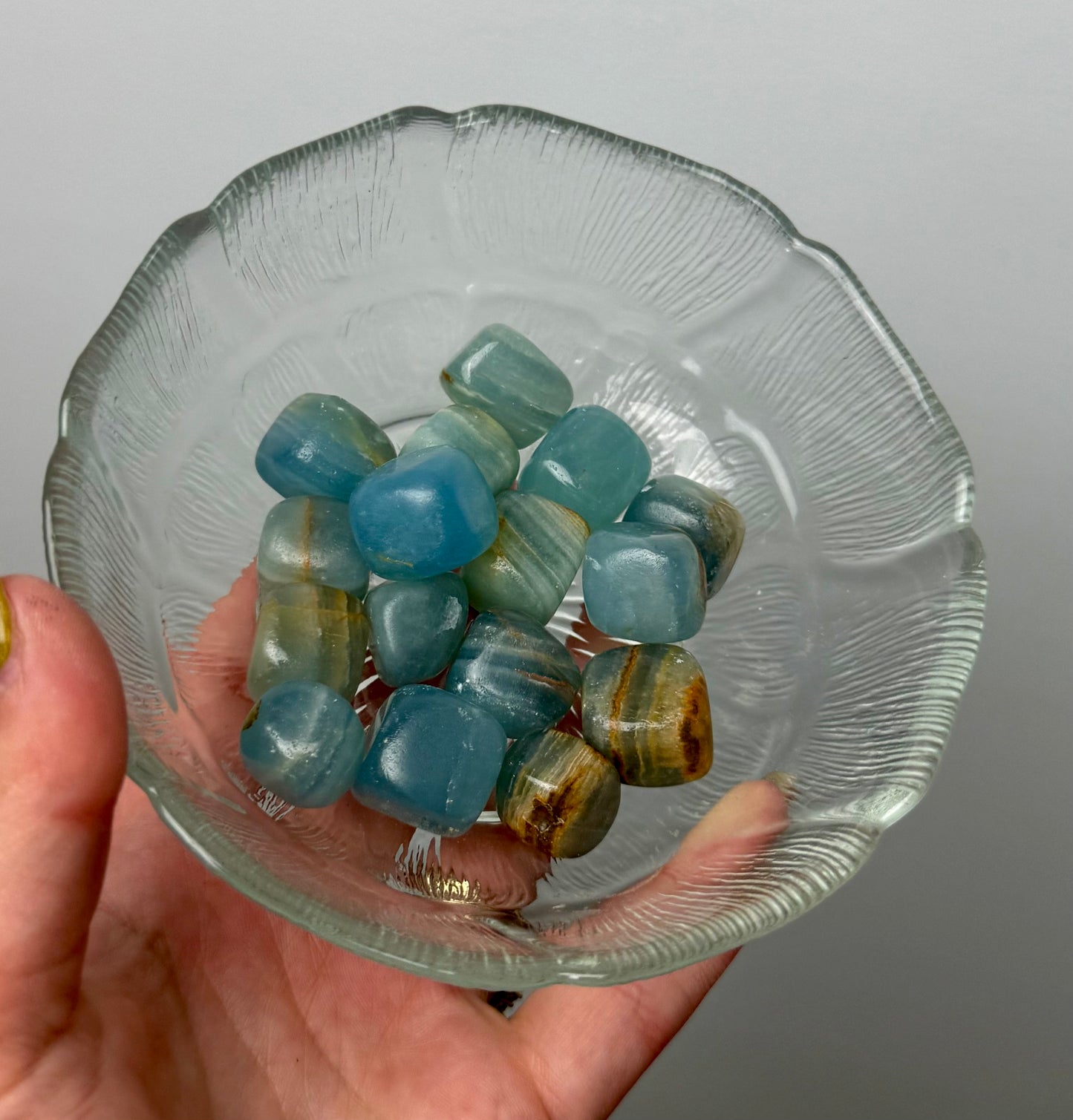 “Blue onyx” aquatine Lemurian calcite cubes