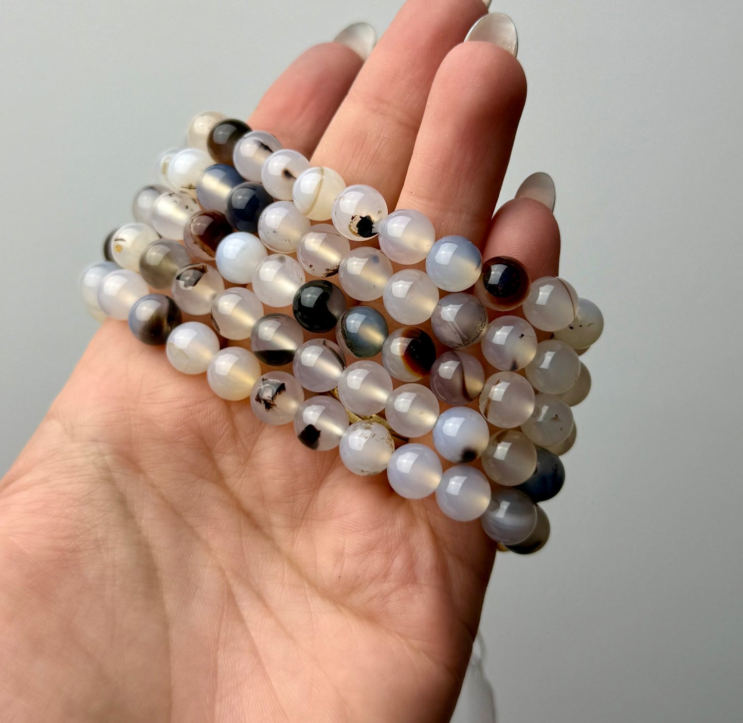 Dendritic chalcedony bracelets ￼