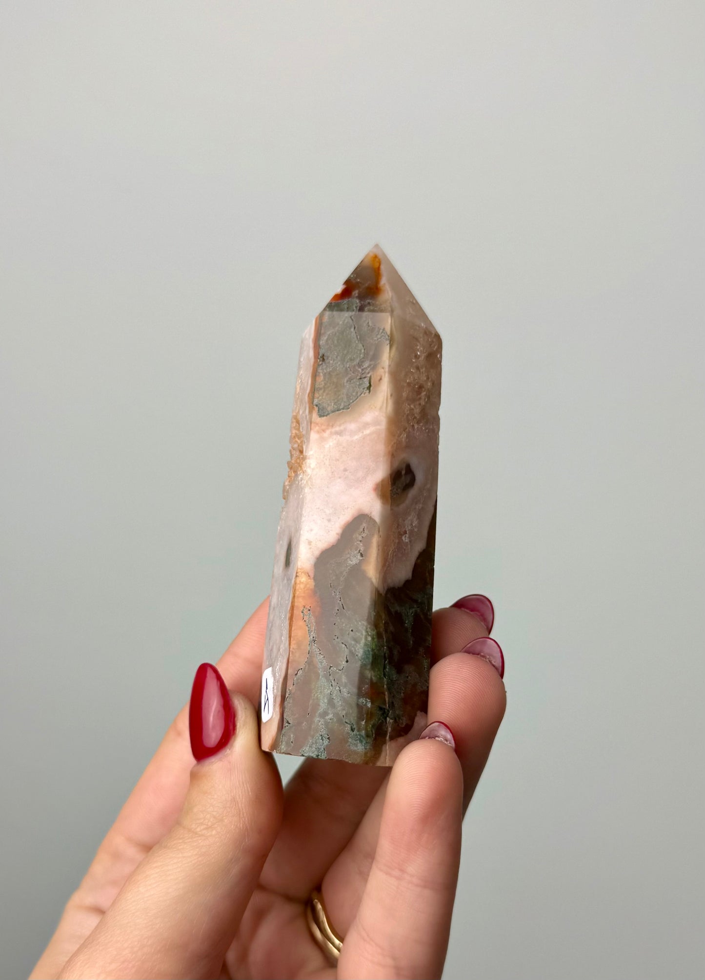 Dyed moss agate tower A