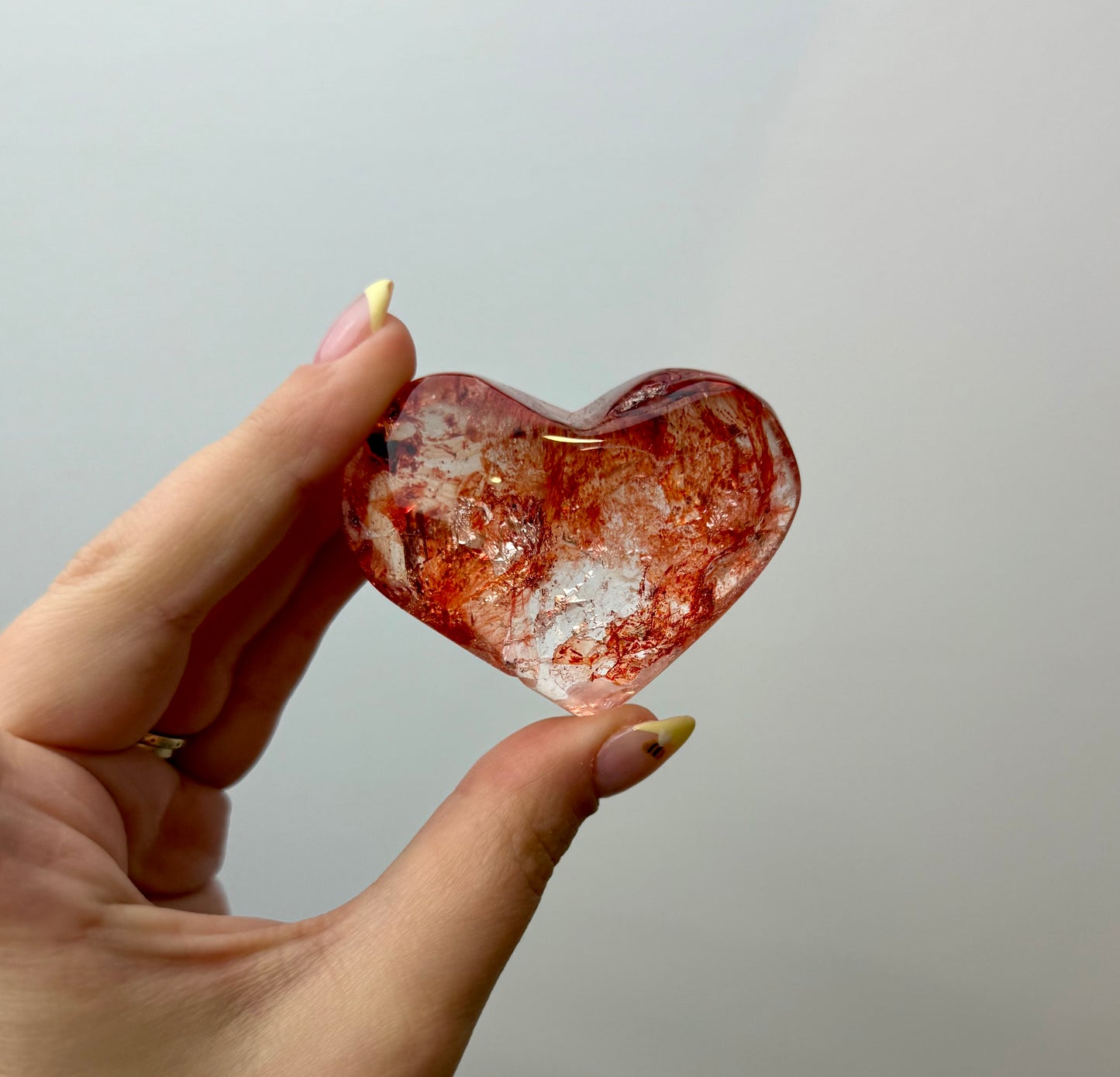 Dyed Quartz heart carving