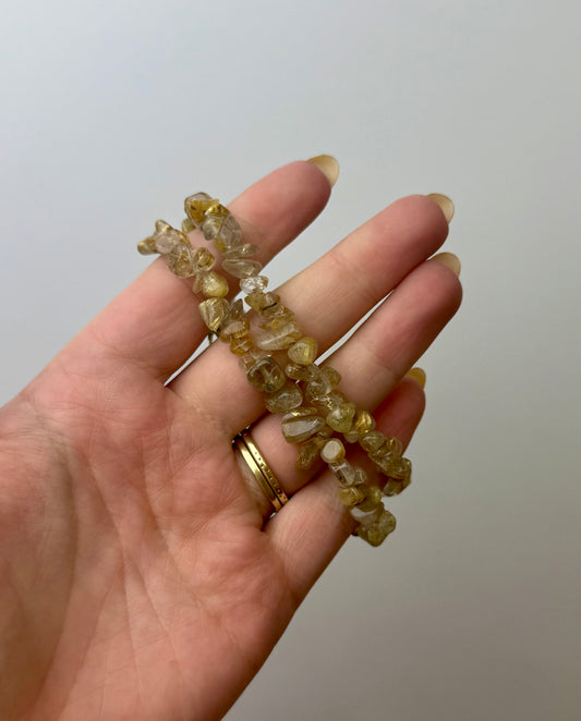 Golden rutile Quartz adjustable chip bracelets