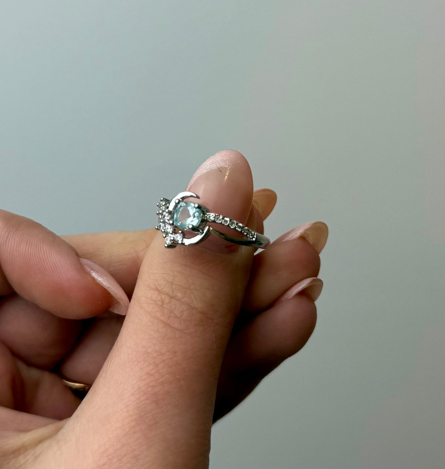 Blue topas moon adjustable rings