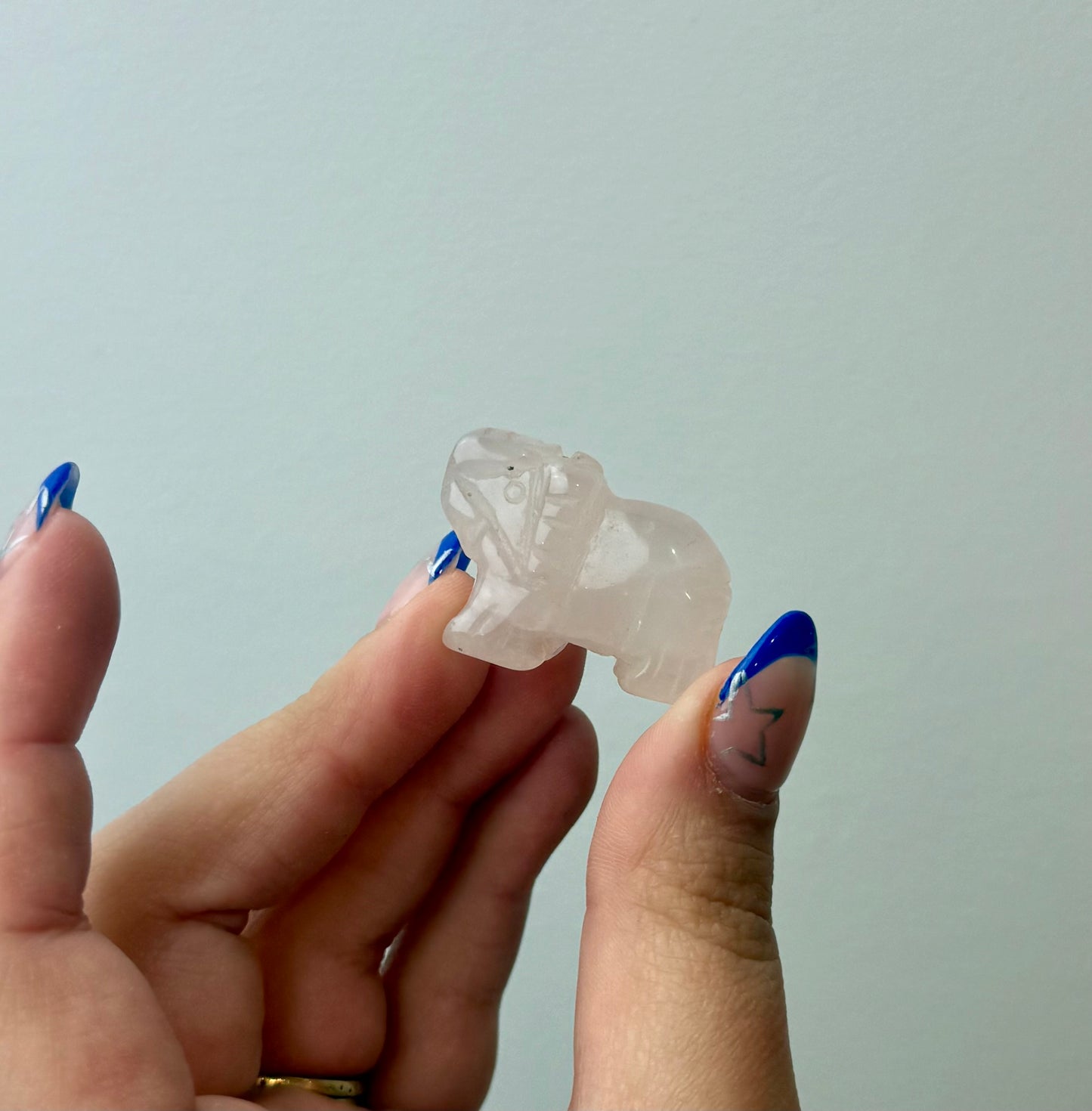 Rose Quartz elephant carving