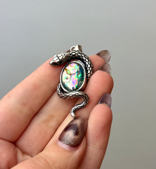 Abalone shell snake pendant ￼￼
