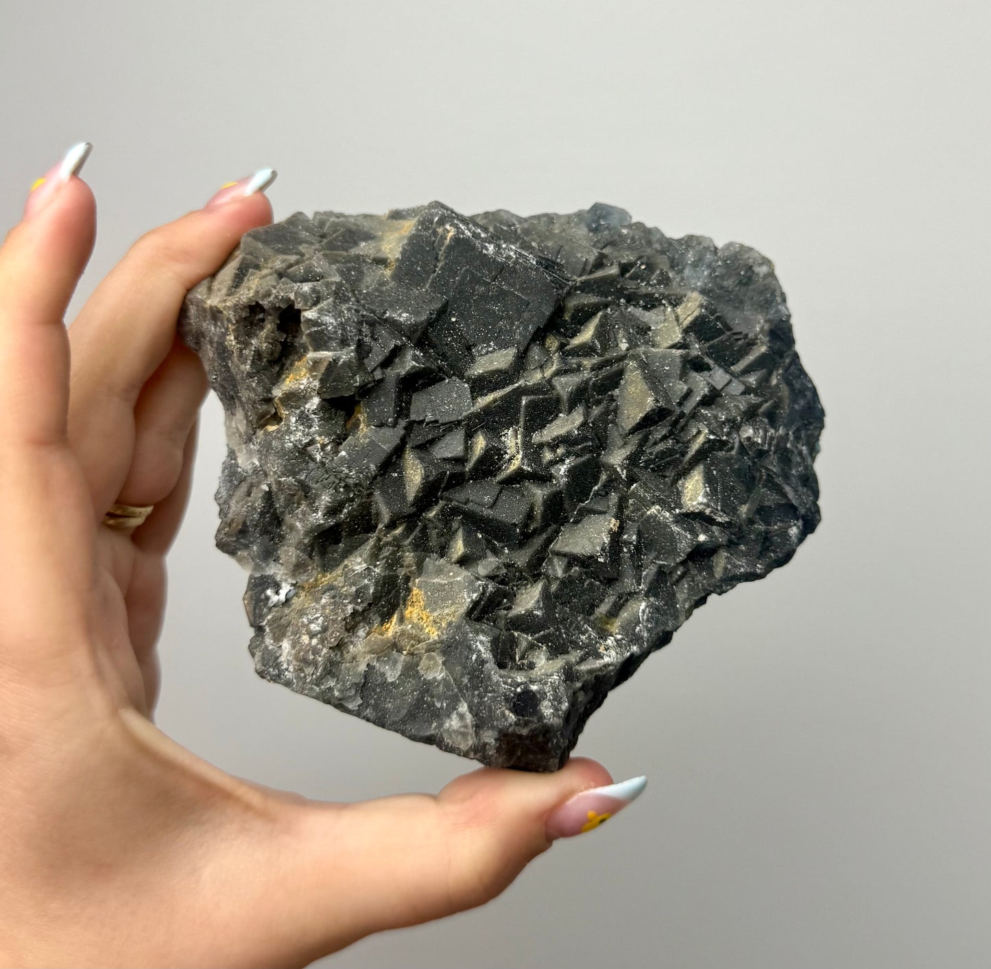 Black rose fluorite specimen