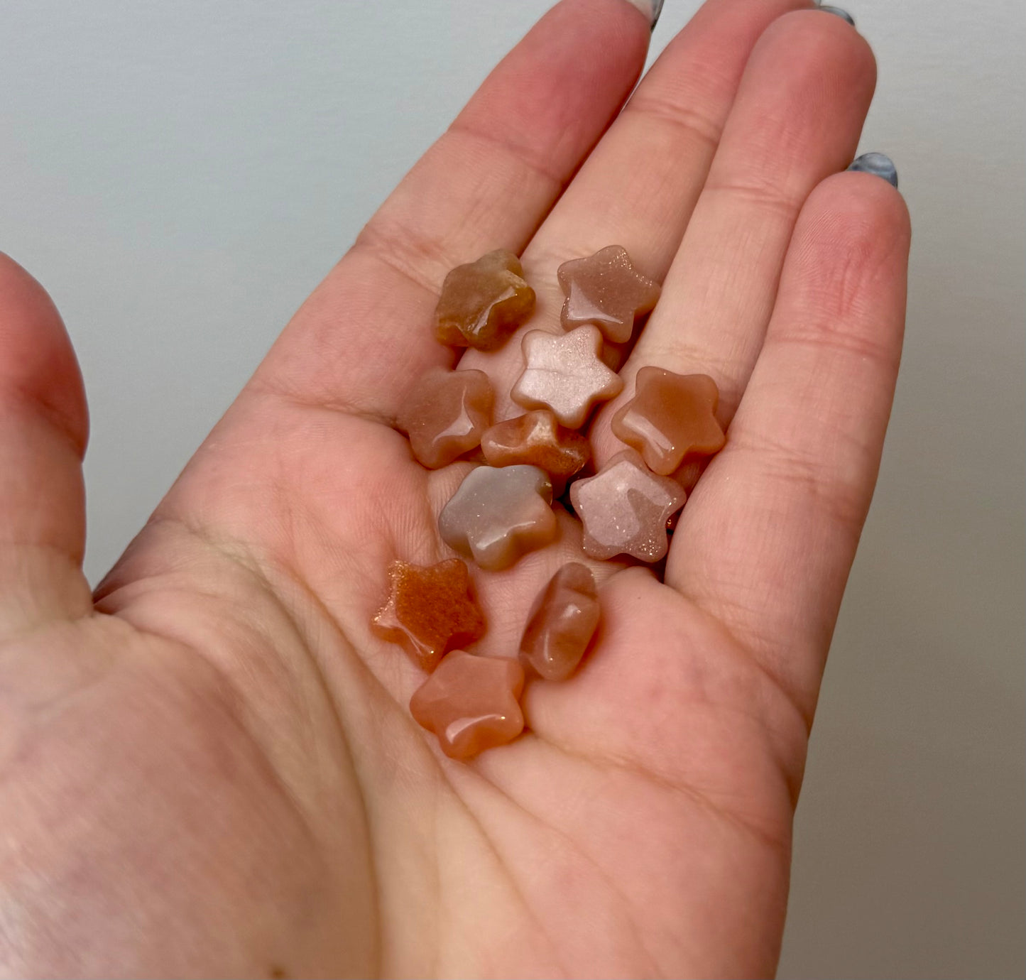 Peach moonstone sunstone mini star carvings