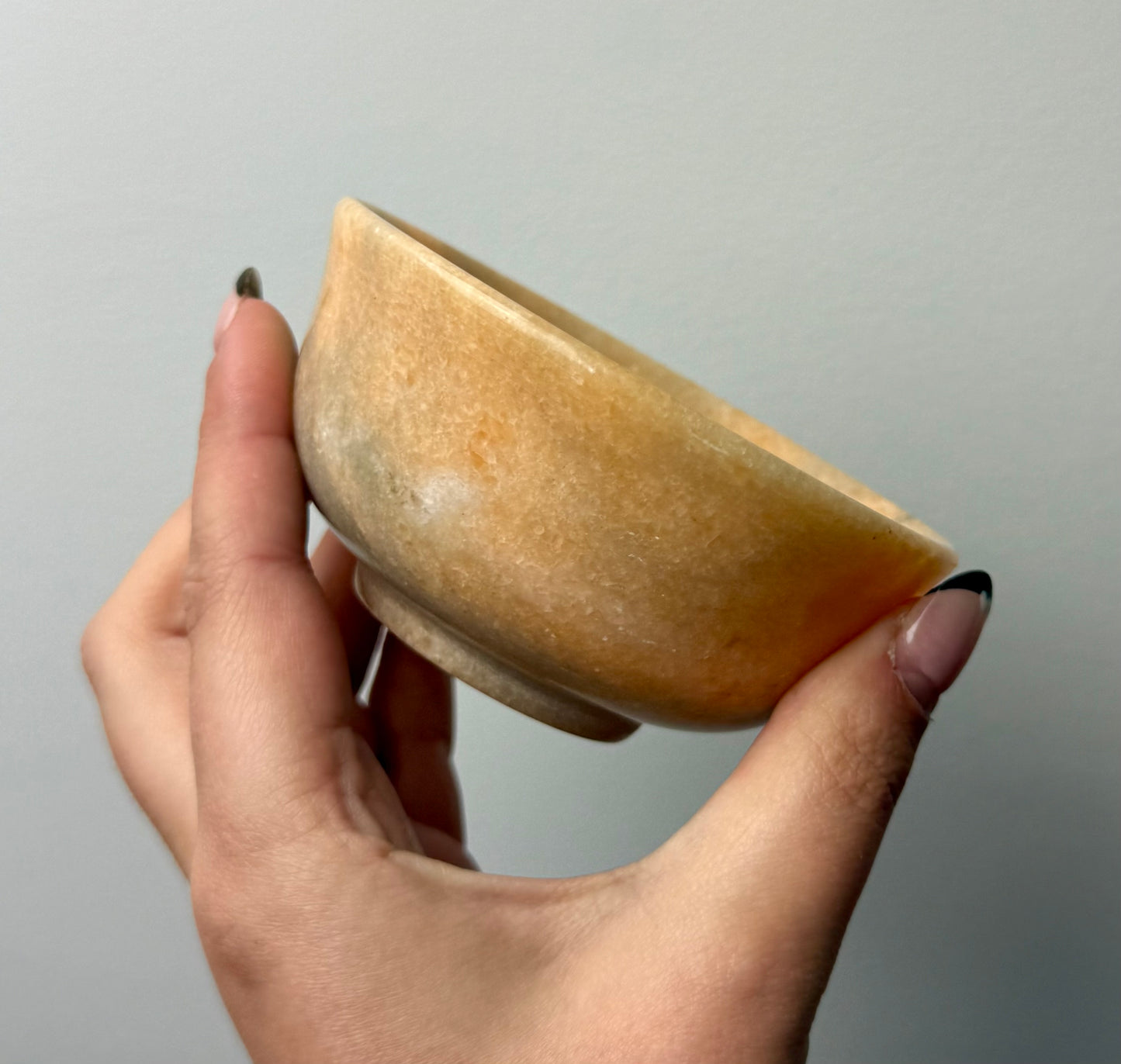 Peach stone jade bowl
