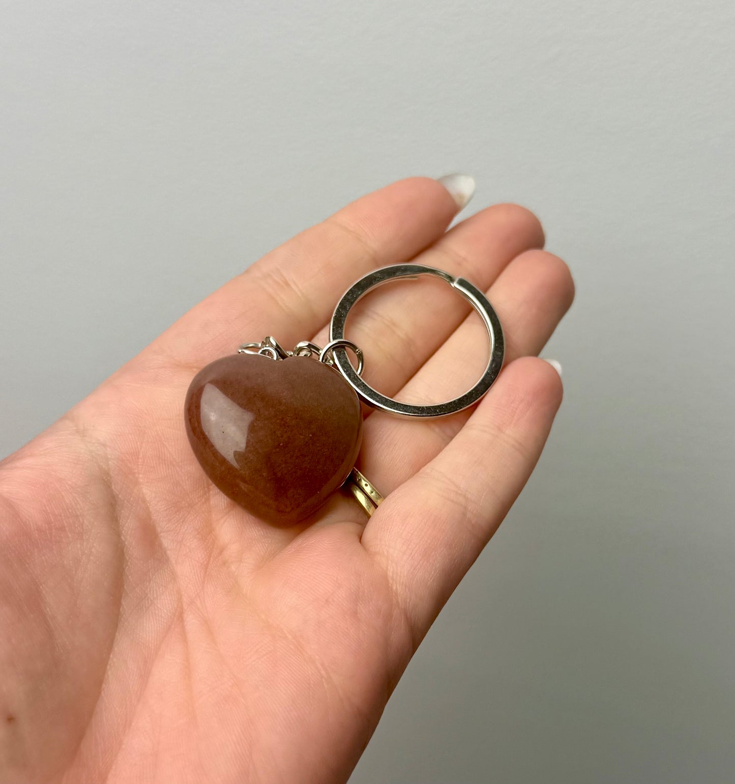 Red aventurine heart keychain